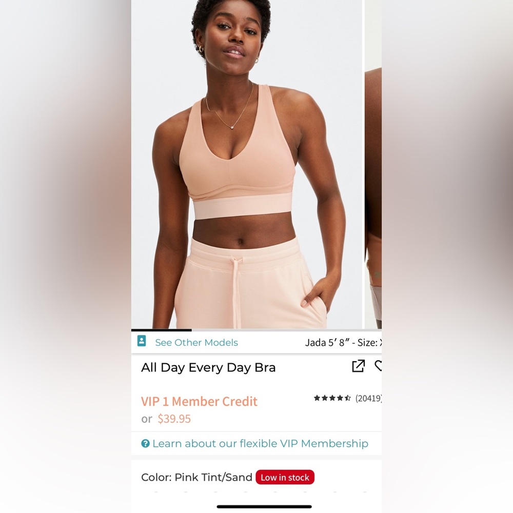 🖤Fabletics All Day Every Day Sports Bra Color Pink Tint/Sand Size XS